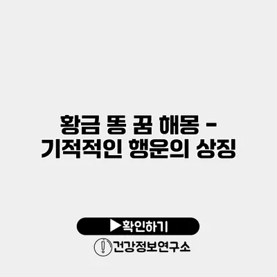 황금 똥 꿈 해몽 - 기적적인 행운의 상징