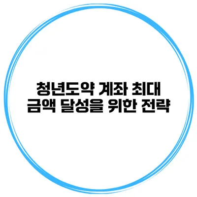청년도약 계좌 최대 금액 달성을 위한 전략