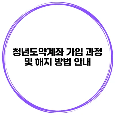 청년도약계좌 가입 과정 및 해지 방법 안내