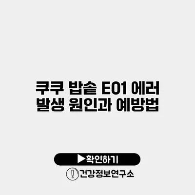 쿠쿠 밥솥 E01 에러 발생 원인과 예방법