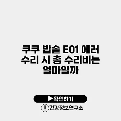 쿠쿠 밥솥 E01 에러 수리 시 총 수리비는 얼마일까?