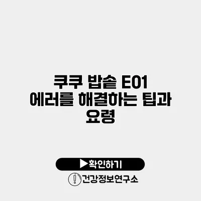 쿠쿠 밥솥 E01 에러를 해결하는 팁과 요령