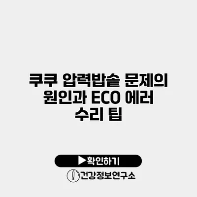 쿠쿠 압력밥솥 문제의 원인과 ECO 에러 수리 팁