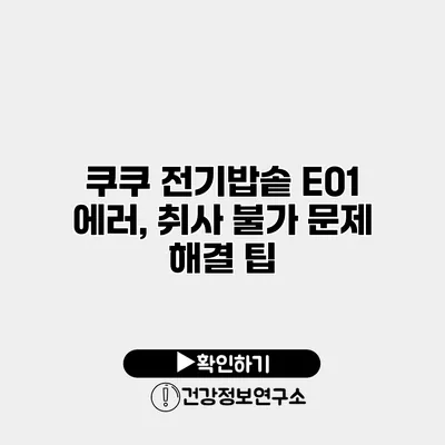 쿠쿠 전기밥솥 E01 에러, 취사 불가 문제 해결 팁