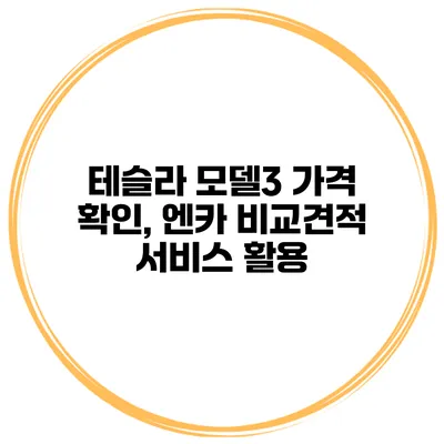 테슬라 모델3 가격 확인, 엔카 비교견적 서비스 활용